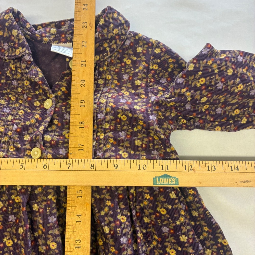 Gymboree Corduroy Floral Dress Girls 4 Purple Long‎ Sleeve Peter Pan Collar 2005 - Picture 11 of 11